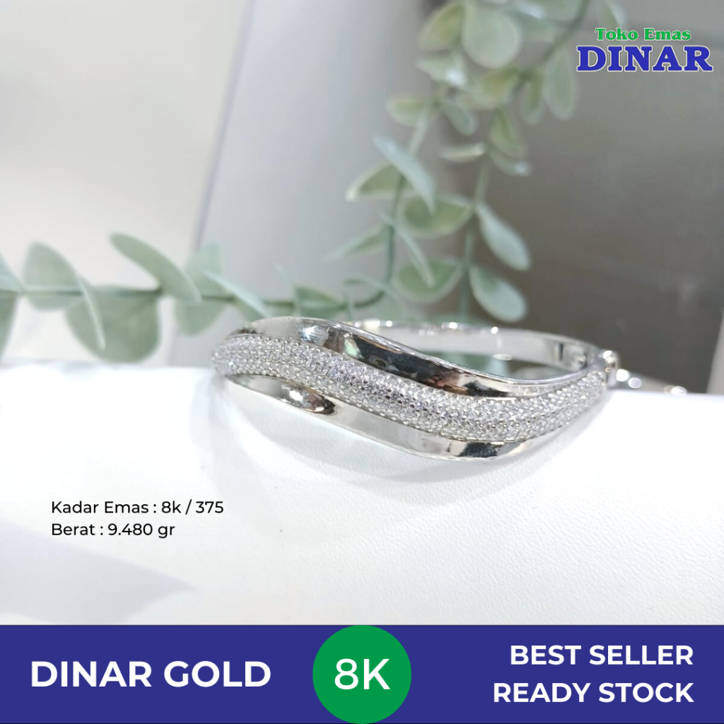 GELANG OVAL BATU AD MODEL PUTIH - EMAS MUDA - KADAR 8K/375
