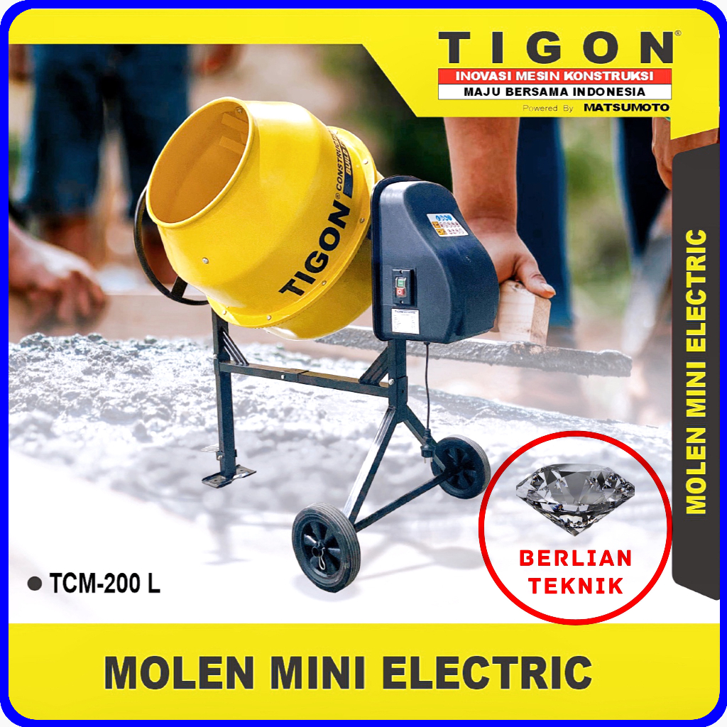 Beton Molen Concrete Mixer Semen Listrik Tigon TCM 200 L / 200 Liter Electric