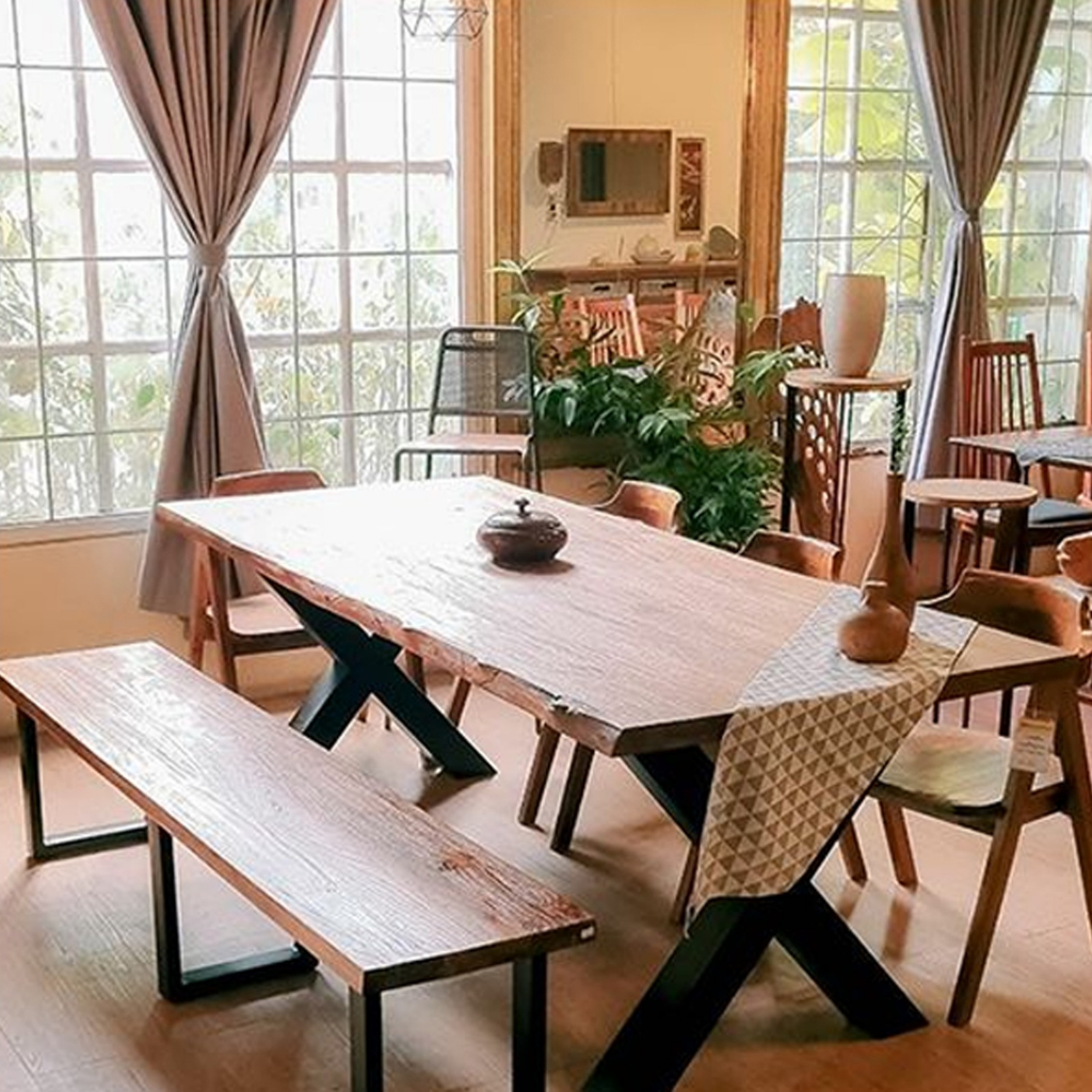 ADIKU.ID TREE Meja Makan Industrial / Meja Makan Jati / Set Meja Makan Industrial Kursi dan Bangku