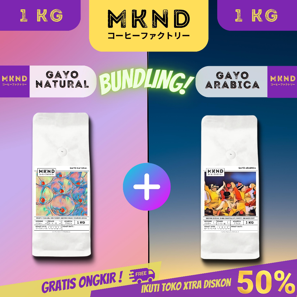 

MKND® BUNDLING HEMAT 2X1KG KOPI ARABIKA ACEH GAYO GRADE 1 + KOPI ARABIKA ACEH GAYO NATURAL PROMO DISCON | BIJI BUBUK | SINGLE ORIGIN | PREMIUM COFFE | ROASTED BEANS | MANUAL BREW | COFFE ROASTERY