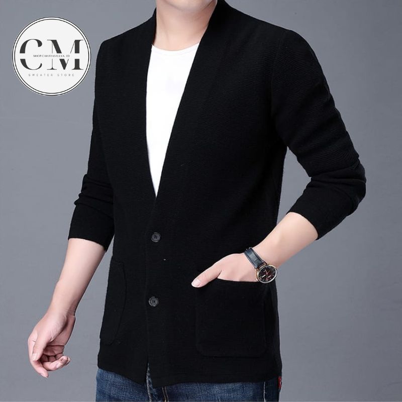 Sweater Pria/ Sweater Kardigan/ Sweater Rajut Pria/ Blezer Sweater/ Cardigan Kancing 100% Cotton Ber