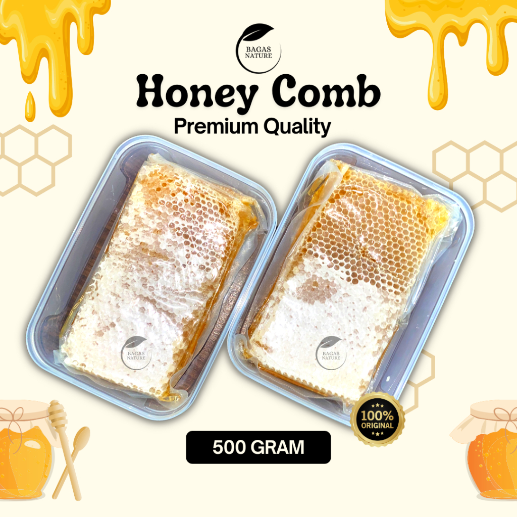 

Sarang Madu Murni Honey Comb Asli Berat 500 gram Madu Sarang Lebah Original Premium Melifera 100% pure honey