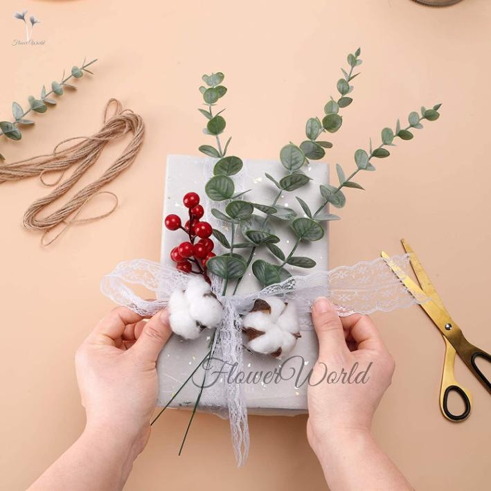 [FlowerWorld]Artificial Flocking Daun Eucalyptus 1 Tangkai/Artifisial Daun Plastik Palsu/Daun Dekorasi Buket Bunga Artifisial/Plastik Buatan Imitasi Hias Dekor Buket Bouquet Rumah Pesta/Bunga Hias Plastik/Bunga Hias Plastik Murah Dan Import