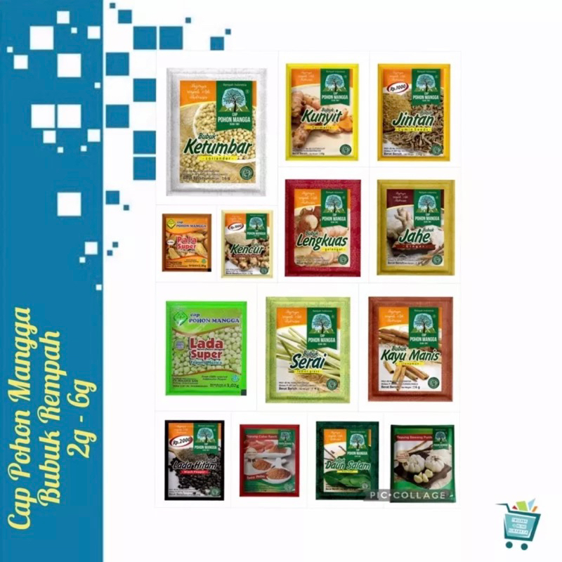 

Bawang Putih Pala Ketumbar Kunyit Lada Jinten Kayu Manis Jahe Lengkuas Serai Bawang Bombay Bawang Merah Bubuk Cap Pohon Mangga 1 renceng