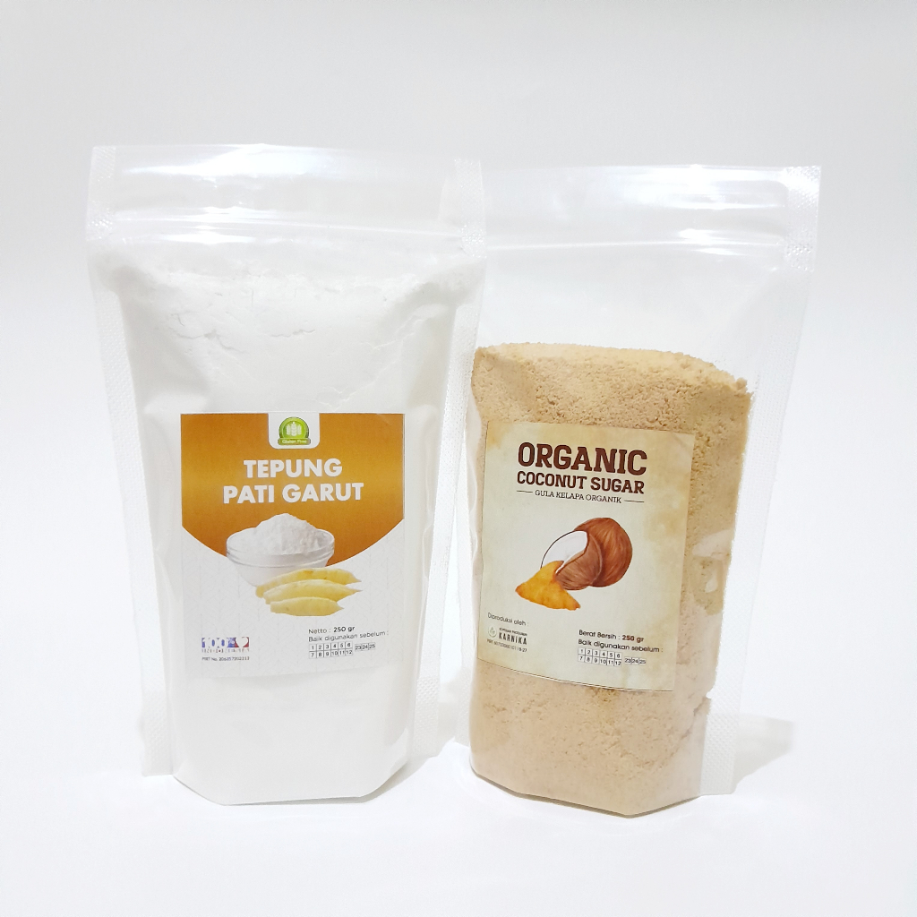 

Paket Pati Asam Lambung/Tepung Garut 250gr & Gula Semut Kelapa Organik 250gr