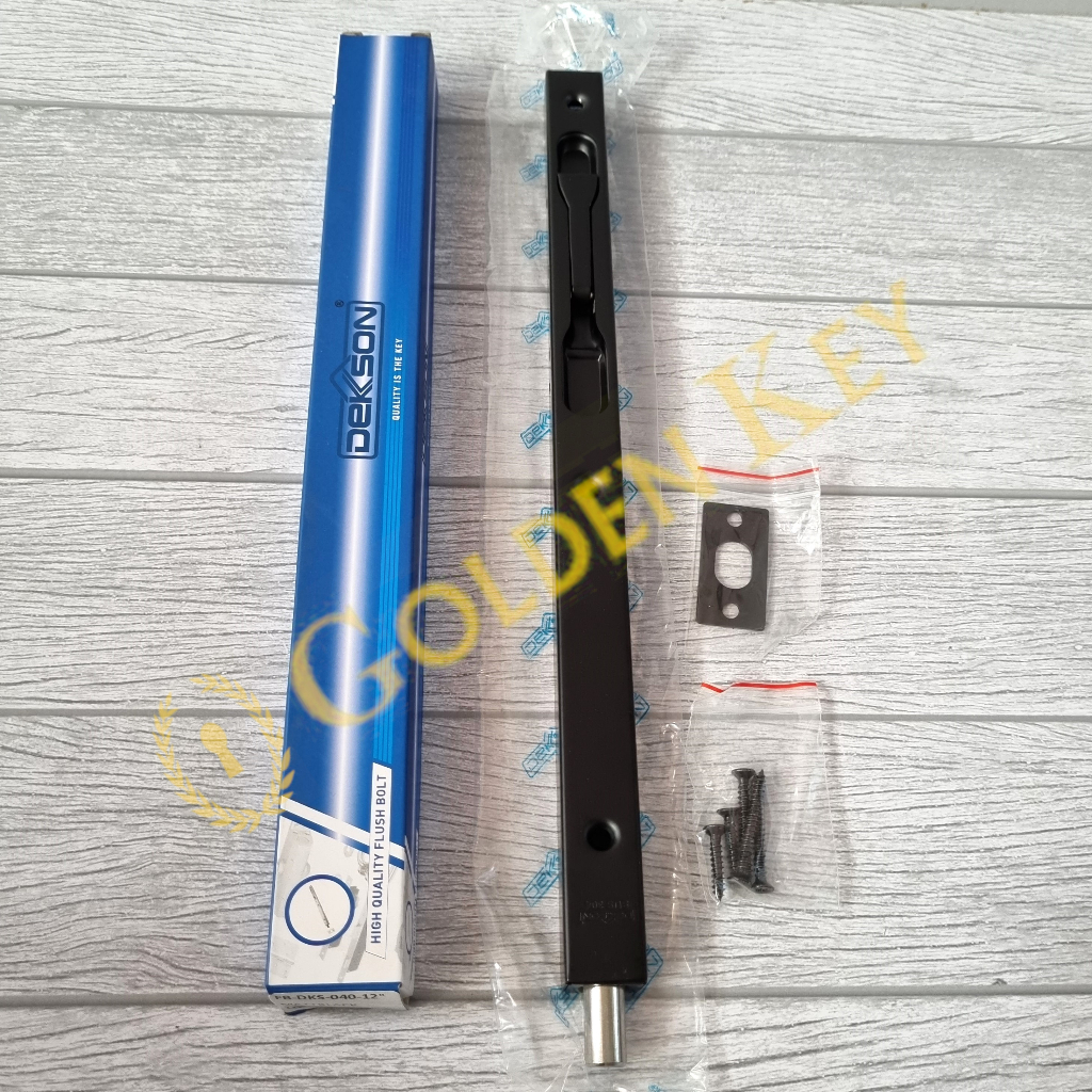 Flush Bolt Dekkson Dekson FB 040 8" Inch 20 cm Black Hitam Kunci Grendel Tanam Slot Pintu Kayu