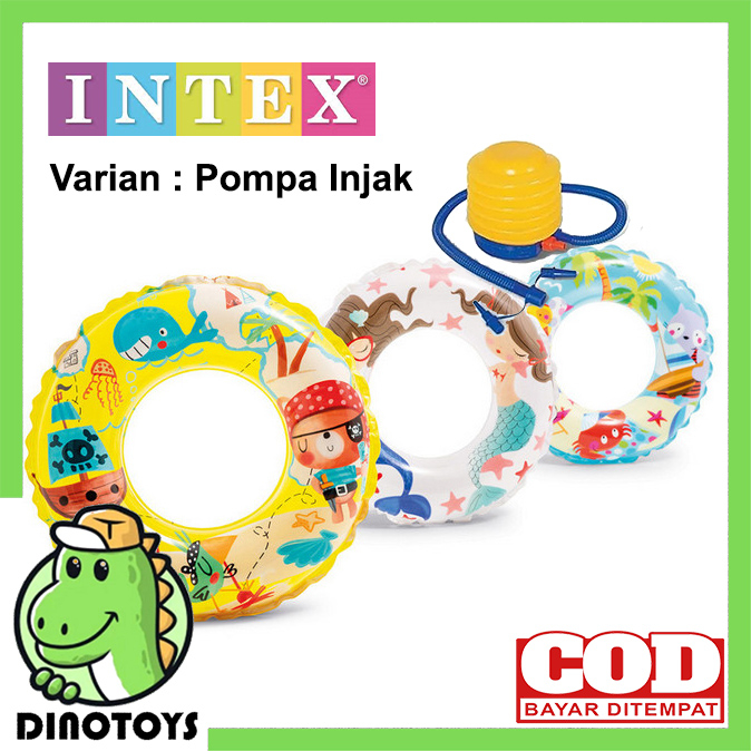 DINOTOYS Pelampung Renang Anak Berkualitas Merk INTEX 59242 Transparan Bermotif Usia 6-10 Tahun