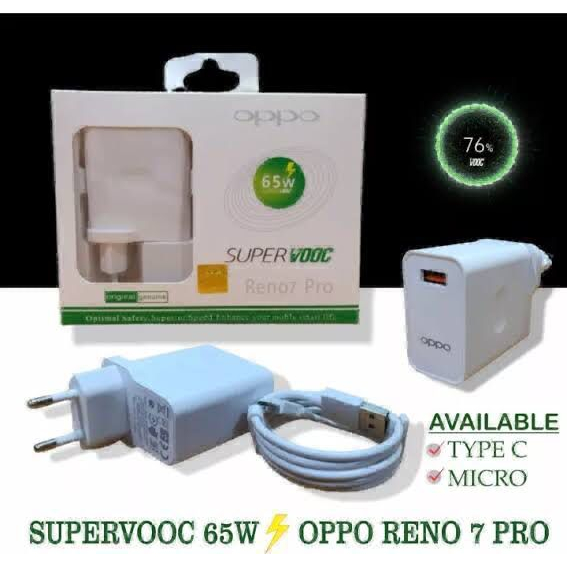 TRAVEL CHARGER OPPO RENO 7 PRO SUPORT VOOC FOR TYPE - C / MICRO USB 65 W SUPER VOOC