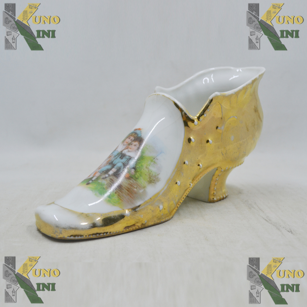 ANTIQUE 1930's BAVARIA GOLD SHOE - PAJANGAN SEPATU ANTIK BAVARIA 1930