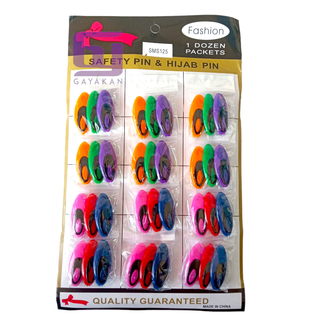 Isi 36 pcs (Rempel 3 Perbungkus) Bros Hijab Pin Kapsul Hitam Putih Multiwarna