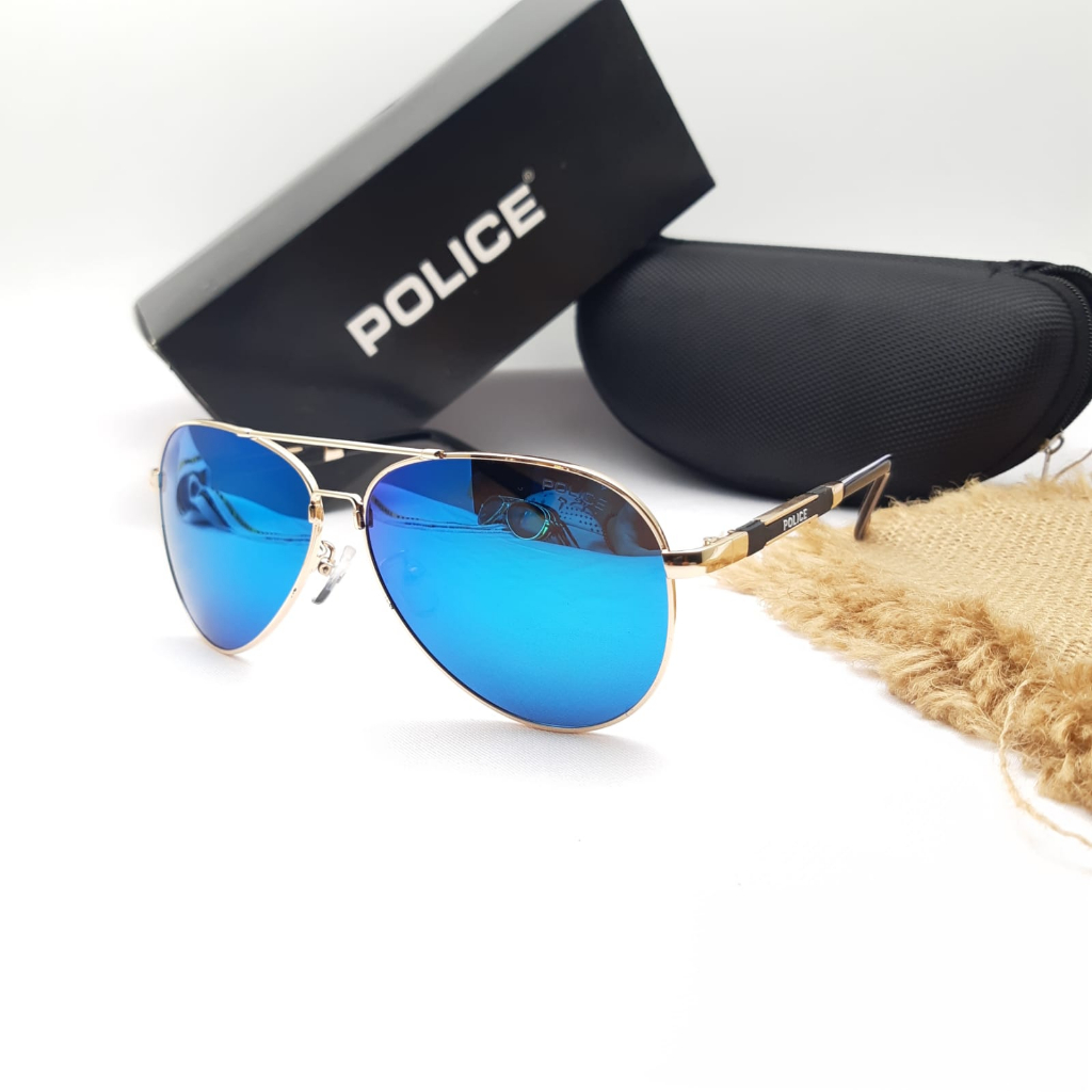 NEW KACAMATA PRIA POLICE  1382  POLARIZED LENS BLUE SIZE  61-11-135 FULLSET