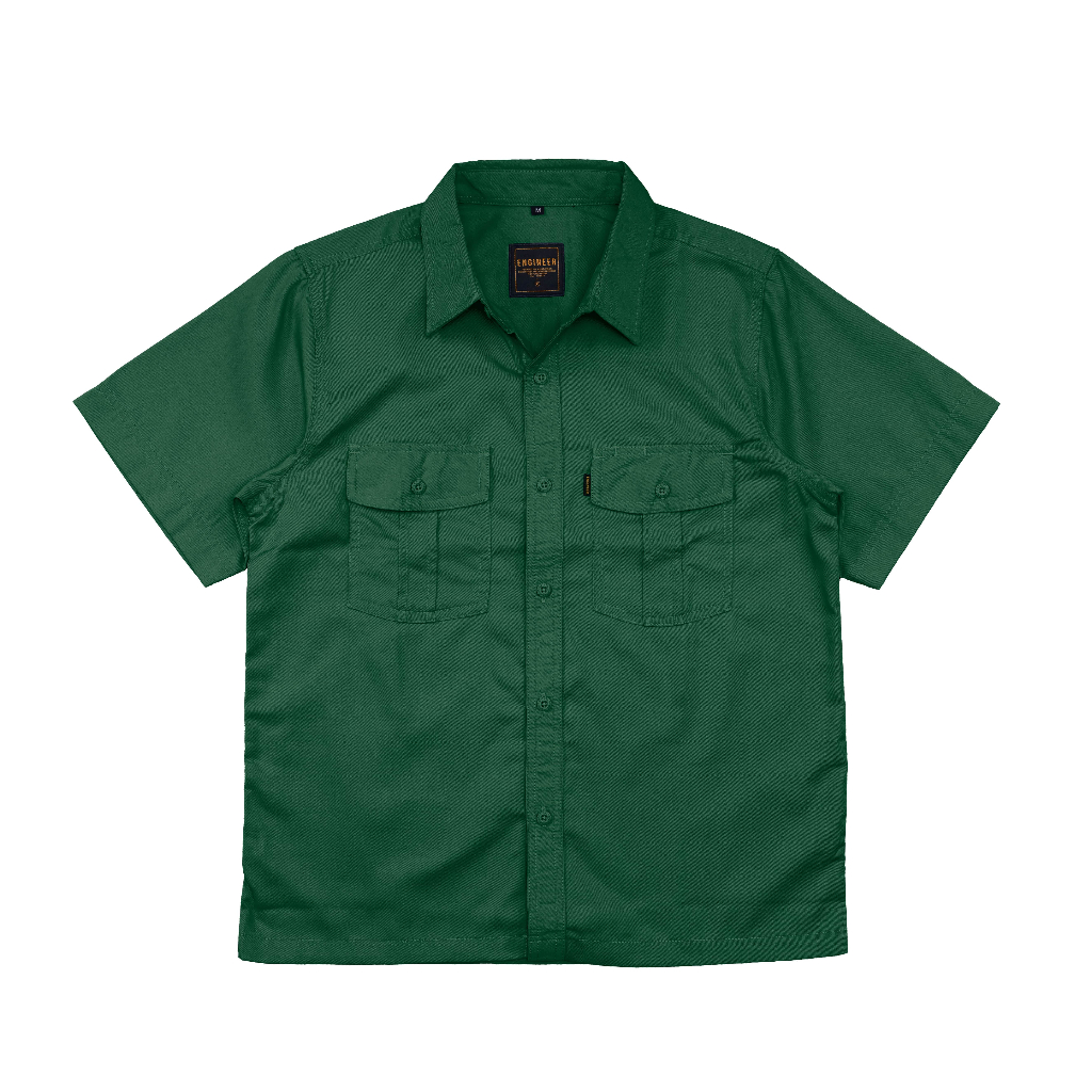 Engineer Workwear -Basic Green, Workshirt / Kemeja Polos Hijau Botol