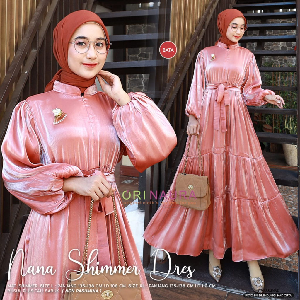 Nana Shimmer Dres Premium Shimmer Silk Original Produk By Orinaura