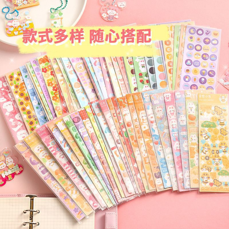 1 B0X [ ISI 100PCS ] Sticker Momo Lucu Aesthetic Korea Glitter Hologram Deco Journal / 100 Lembar Stiker Momo Kartun Waterproof / DIY Diary Jurnal Sanrio Series