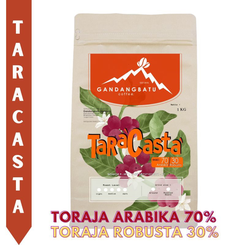 

Kopi Toraja Blend Arabika Robusta 1kg Gandangbatu Taracasta Biji Sangrai atau Kopi Bubuk