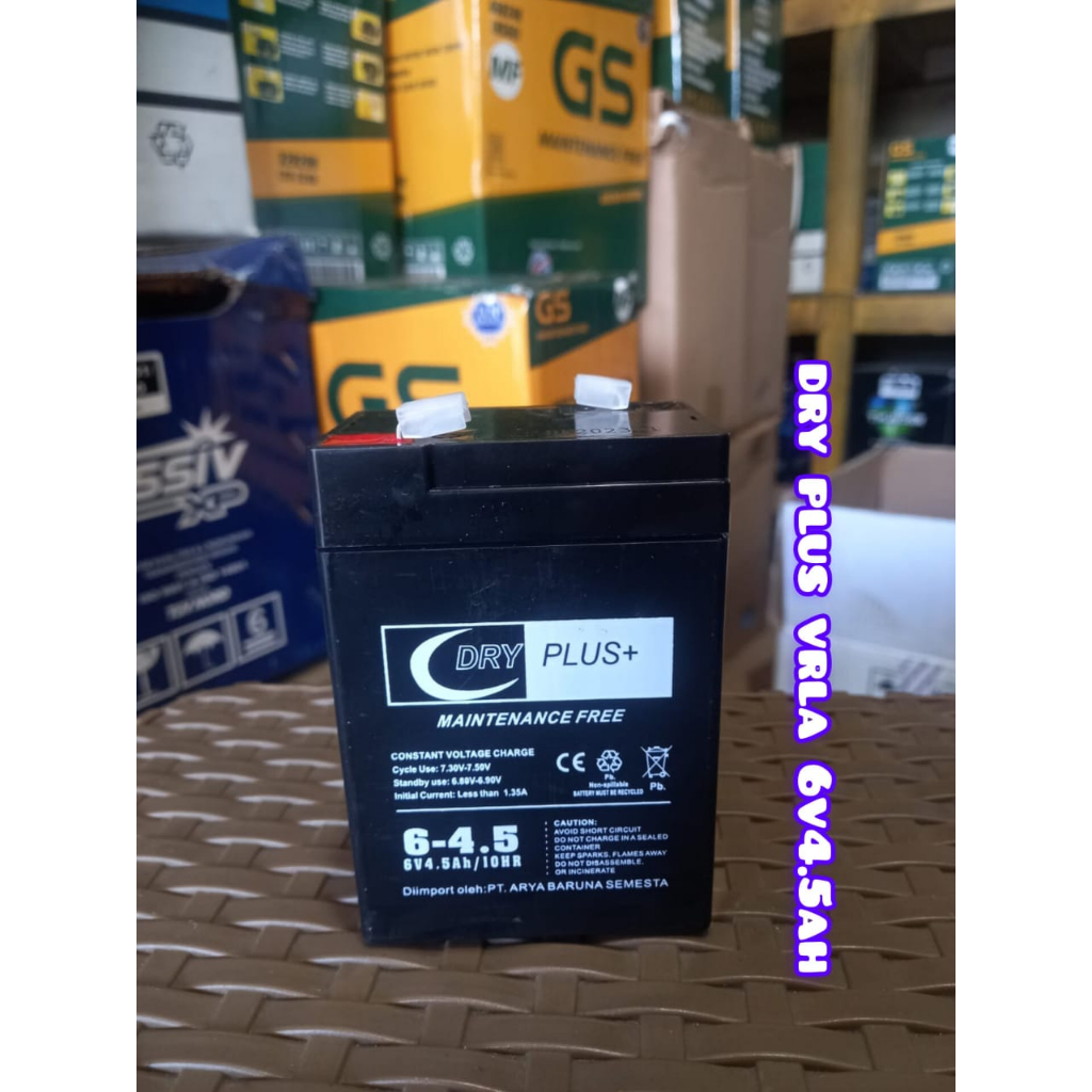 Aki accu baterai kering vrla mf 6v4.5ah 6v 4ah dry plus