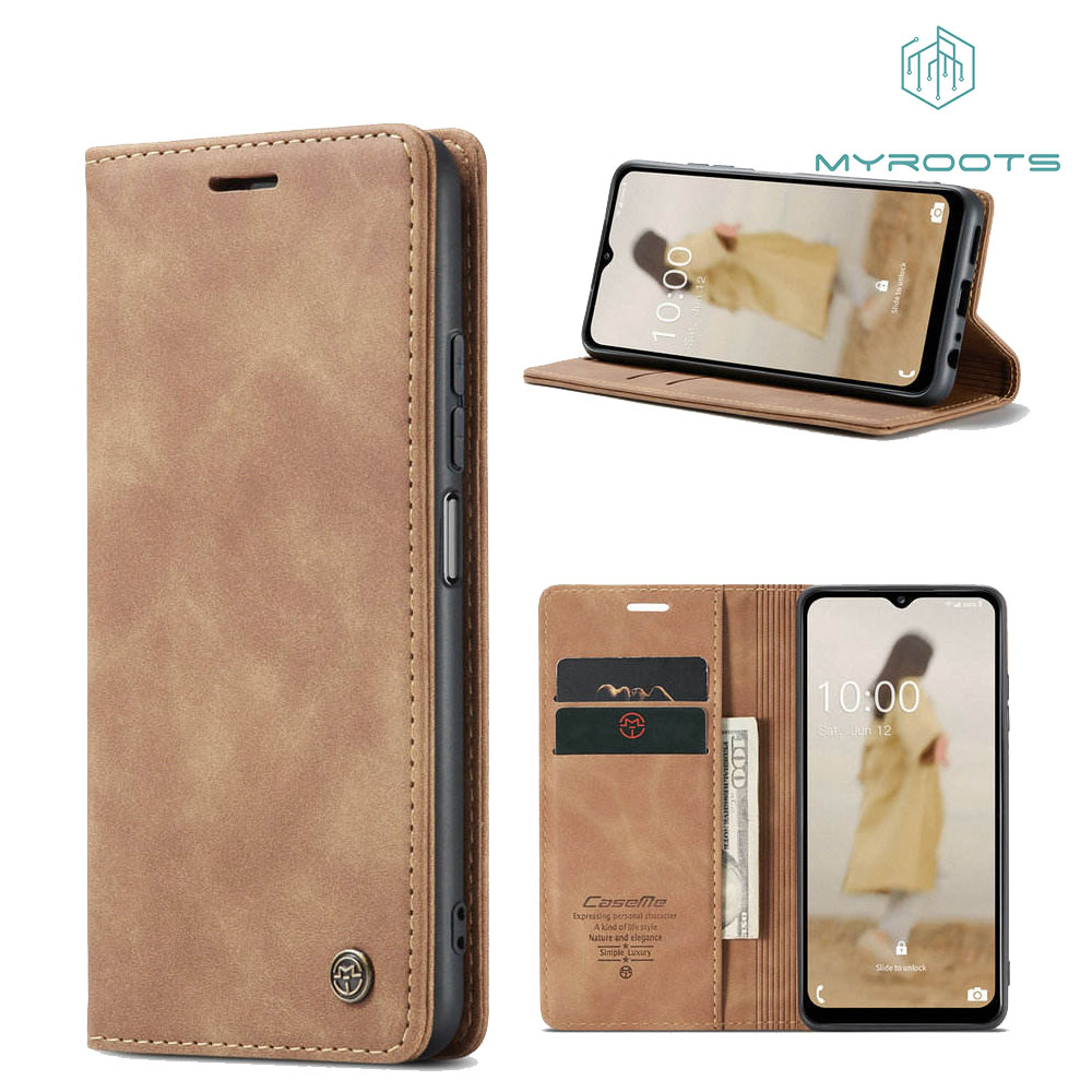 Leather Flip Wallet For Samsung M14 5G - Case Dompet Magnetic Cover Standing