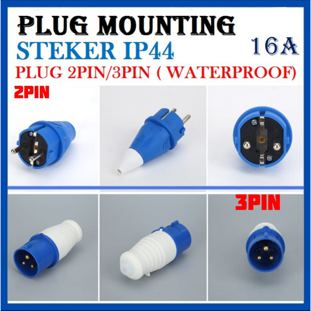 Plug Mounting steker Socket  2pole  3 Pole 2pin 3 Pin 16A waterproof