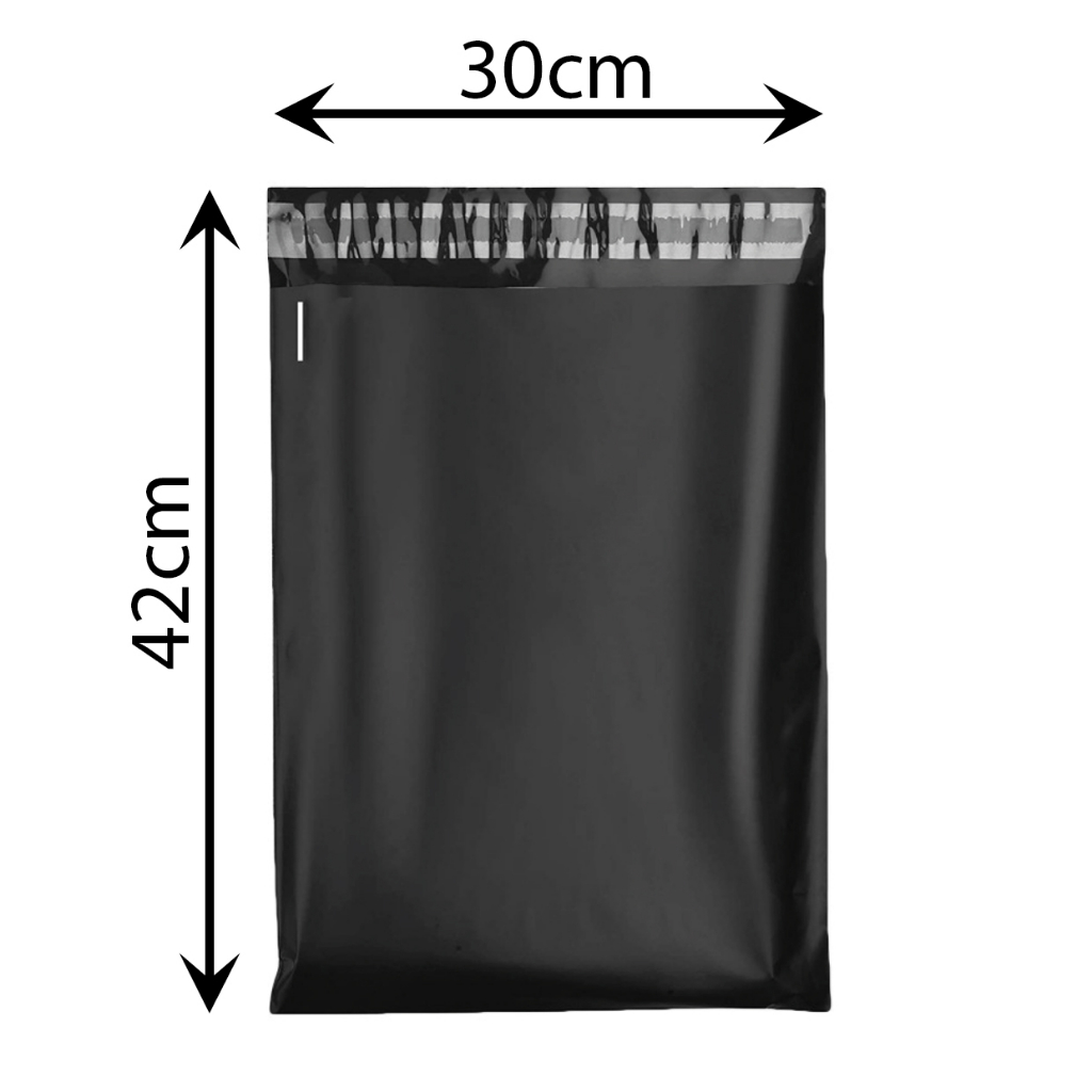 Plastik Polymailer Hitam isi 100 lembar 30x42cm Plastic Polymer Kantong Packing Baju Online OL Shop 30x42 cm