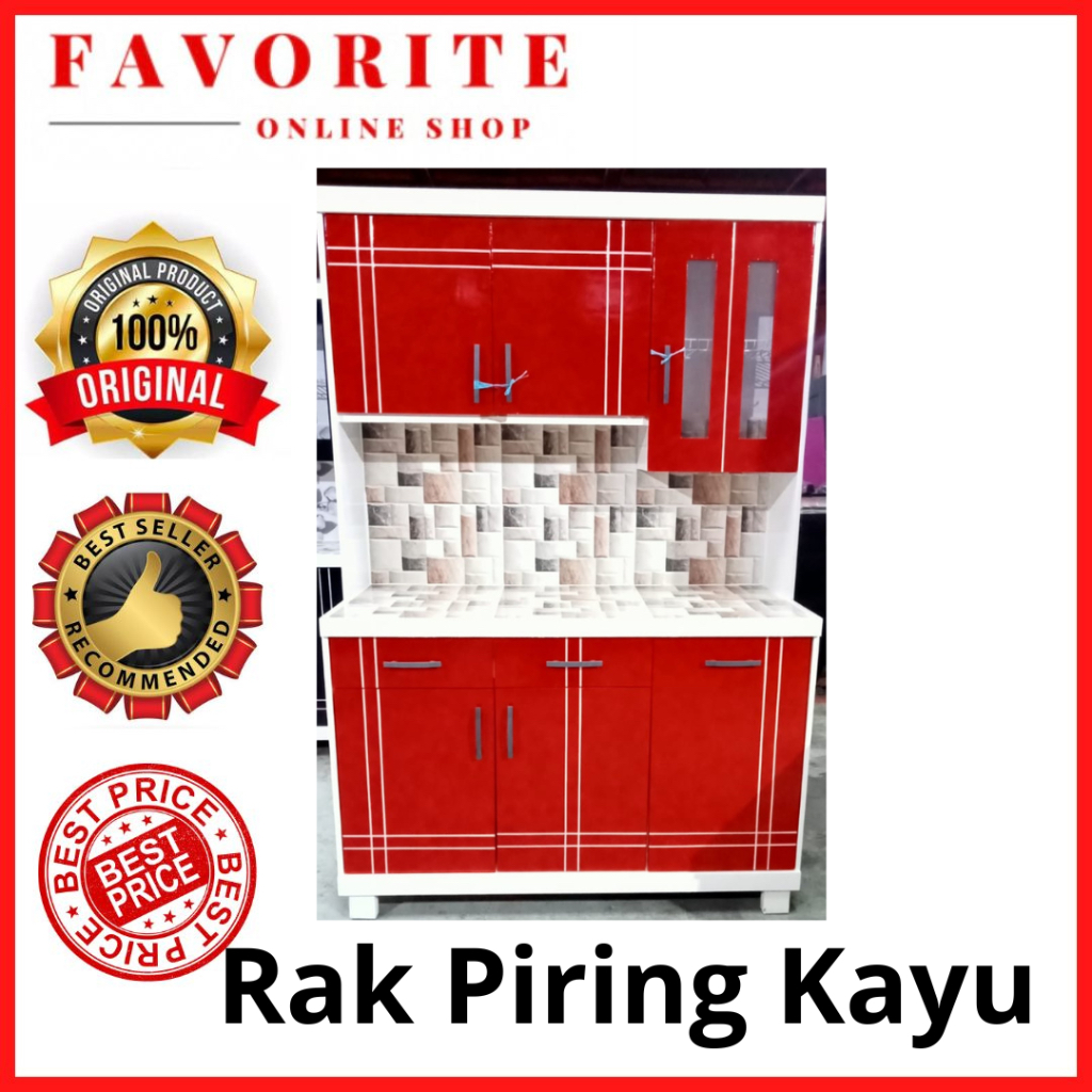 LEMARI PIRING RAK PIRING BAHAN KAYU 3 PINTU