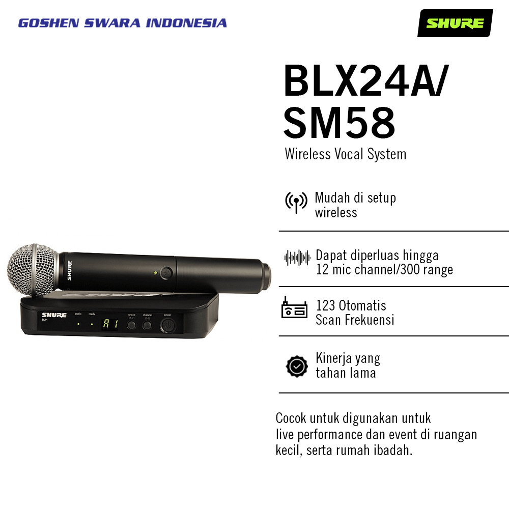 Shure BLX24A/SM58 Wireless Handheld w/ SM58