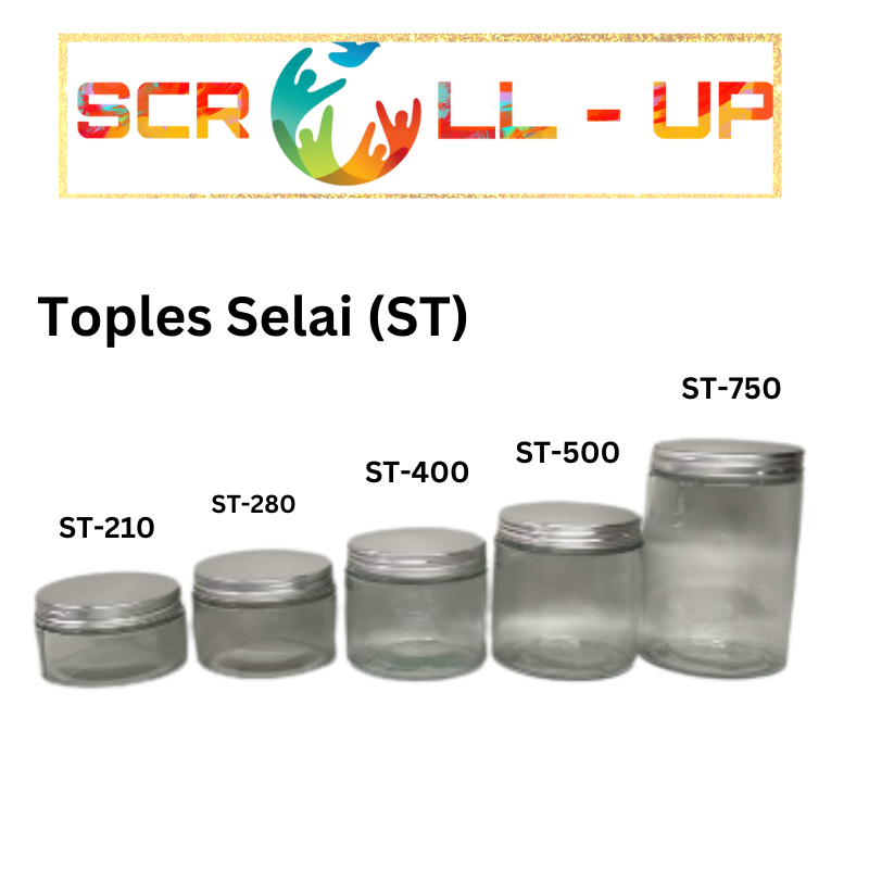 Jar Kaca TOPLES SELAI / TEMPAT SELAI / TEMPAT SAMBAL / TEMPAT IKAN CUPANG / SELAI JAR (ST)