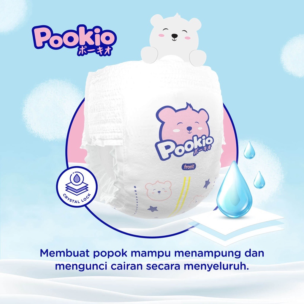 Pookio Popok Perekat / Celana Anak Bayi Diaper Premium Tipis NB S M L XL