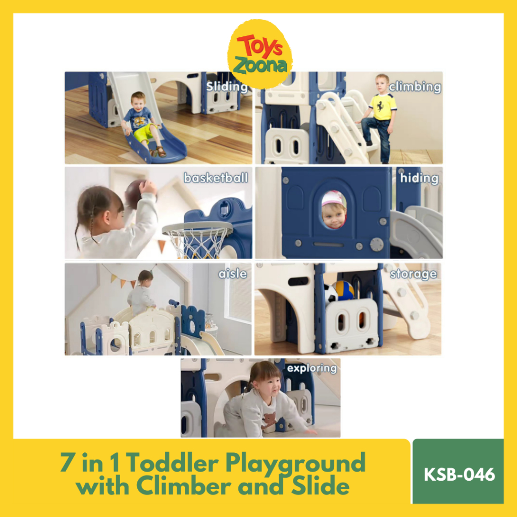 NEW! ToysZoona 7 in 1 Toddler Castle with Climber and Slide Multi-Function Kids Large Playground Playhouse Activity Playpen