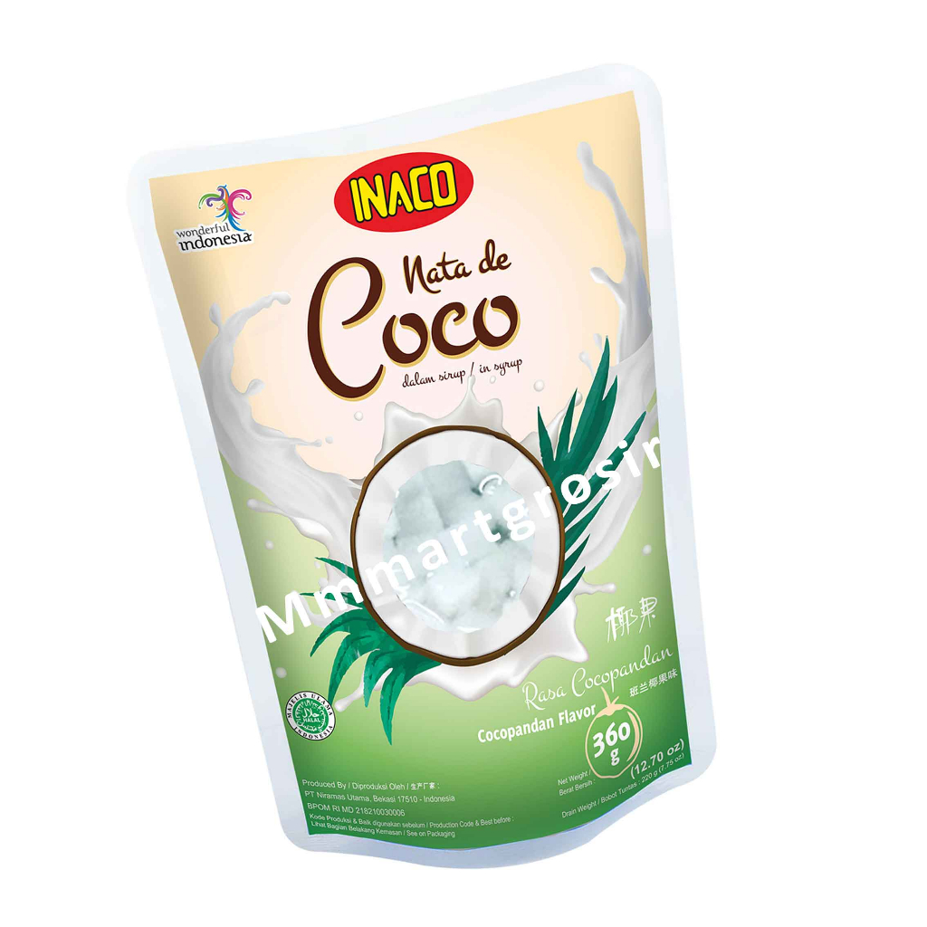 Inaco Nata De Coco / Minuman Coconut Gel / Minuman Rasa Cocopandan Flavor / 360gr