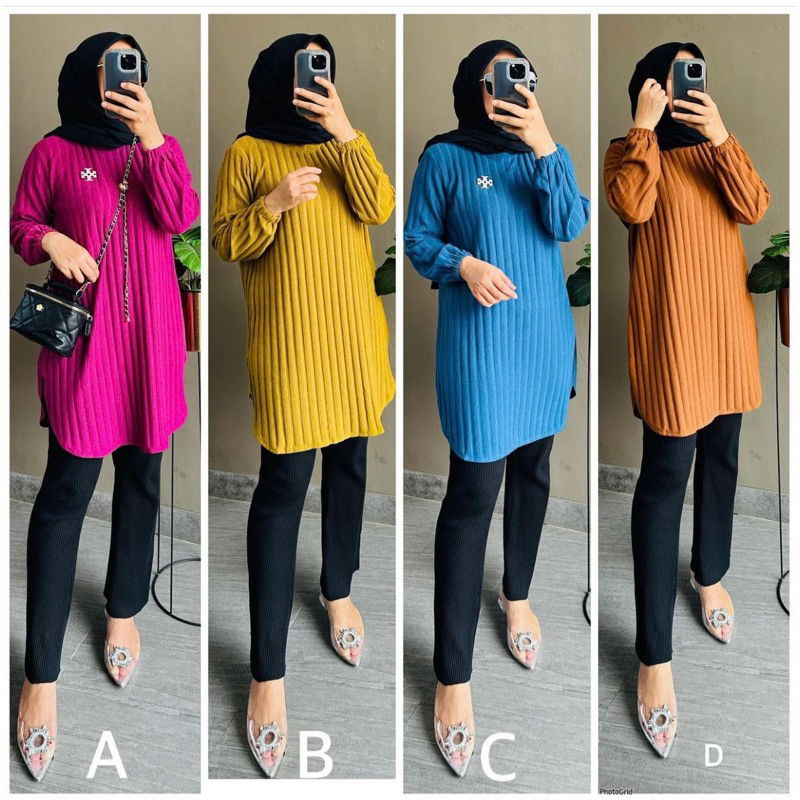 tunik oval kaos knit premium