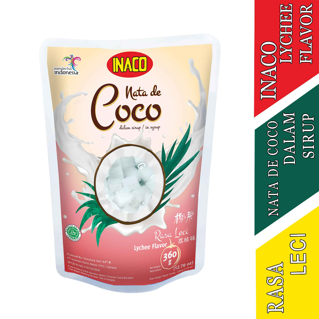 

Minuman Rasa Leci Flavor - Inaco Nata De Coco - Minuman Coconut Gel - 360gr