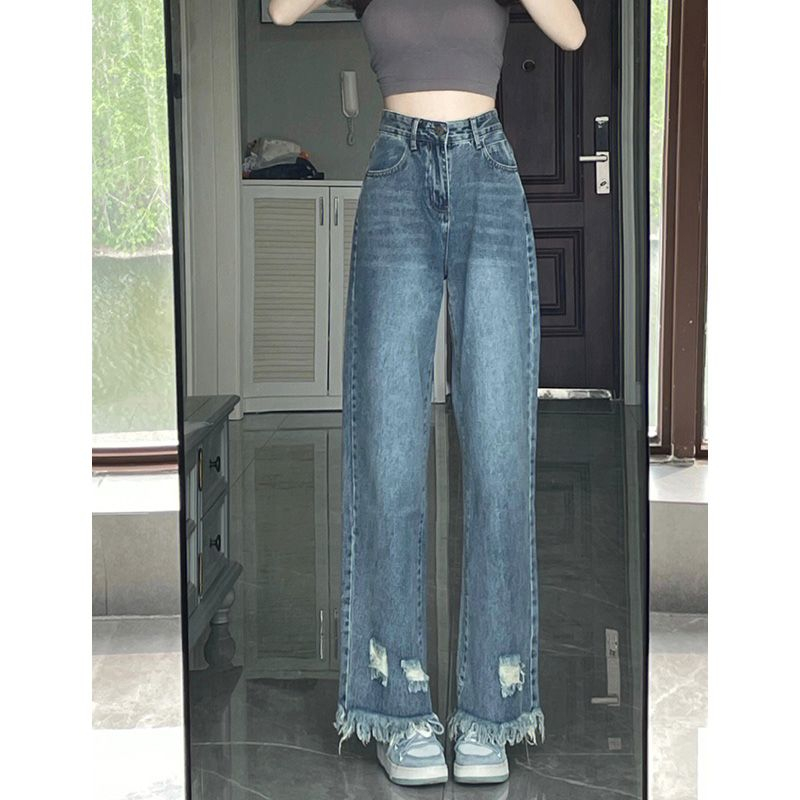 Biru Retro high waist  kekinian celana jeans wanita terbaru