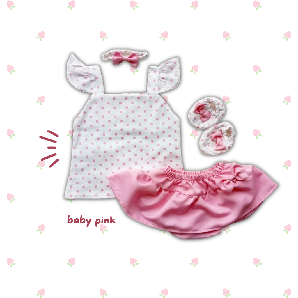 jumper baby fashion lucu cewek perempuan bayi clio polkadot baby set 6-12 bulan