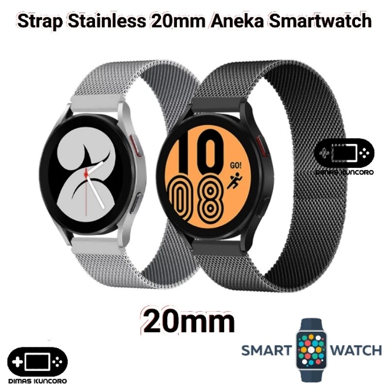 Strap Stainless 20mm Aukey Smartwatch SW 1P 1S 1 SW-1P SW-1S SW-1 Steel Tali Jam Metal