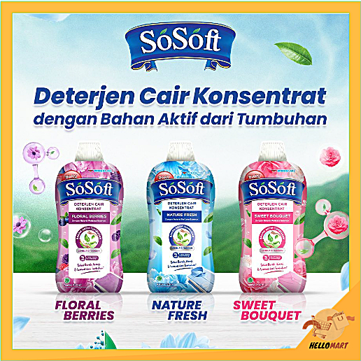 ORIGINAL SOSOFT Deterjen Cair Konsentrat Botol 700ml / HELLOMARTID