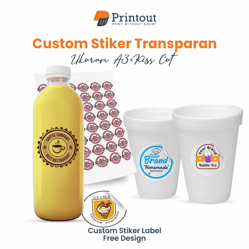 

PRINTOUT Cetak Stiker Transparan Custom / Thank You Label Stiker Botol Minuman Produk Makanan Kemasan