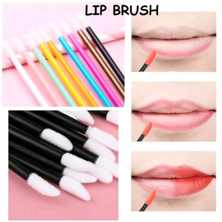 EM Disposable lip brush kuas bibir sekali pakai 50 pcs/paket