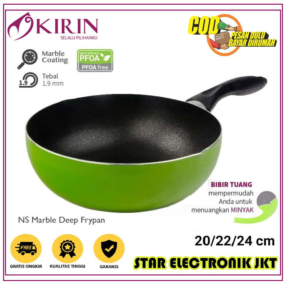 Kirin Marble Frypan Deep Sasando NEO 20/22/24 cm Wajan  Marble