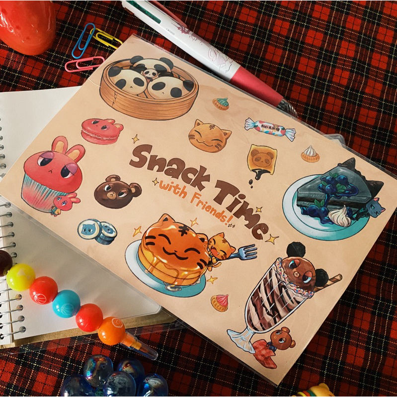 

Snack Time with Friends: a5 sticker sheet camilan cafe yang lucu