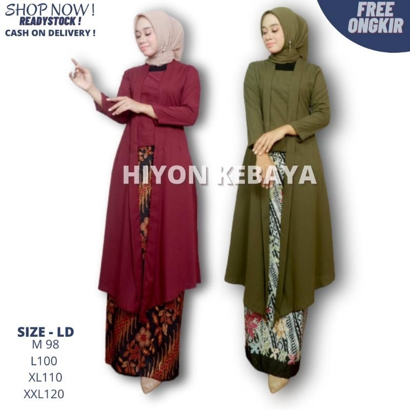 Baju Setelan Kebaya Kutu Baru Long Tunik Modern / Kebaya Wisuda / Kebaya Modern / Baju Kebaya Modern