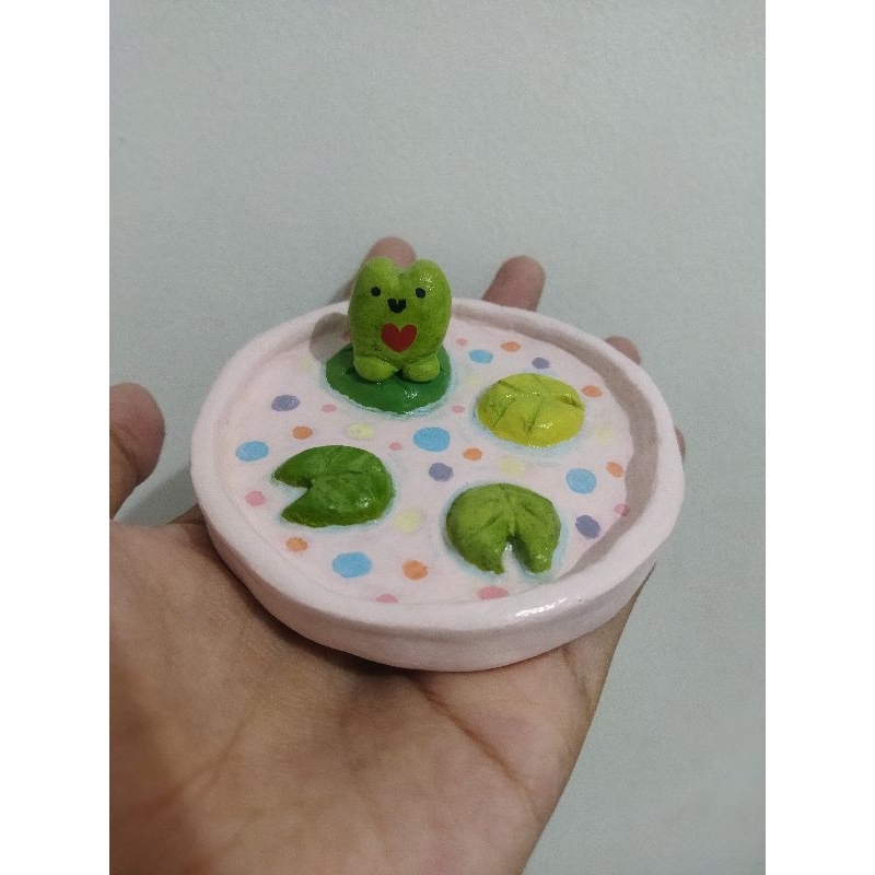 Clay Trinket Tray / Jawerly Tray / Clay art / Handmade / Frog Cute / Tatakan Aksesoris / Freebies