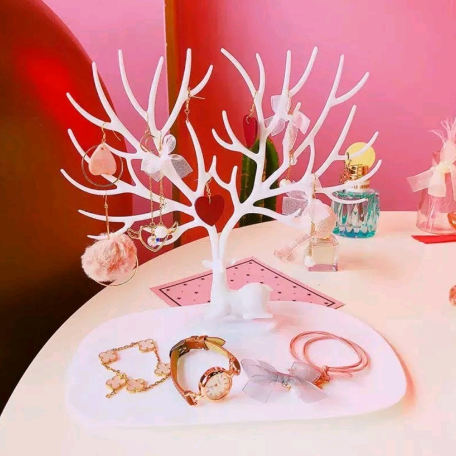 EM Wadah bentuk rusa tempat aksesoris anting kalung pajangan pohon
