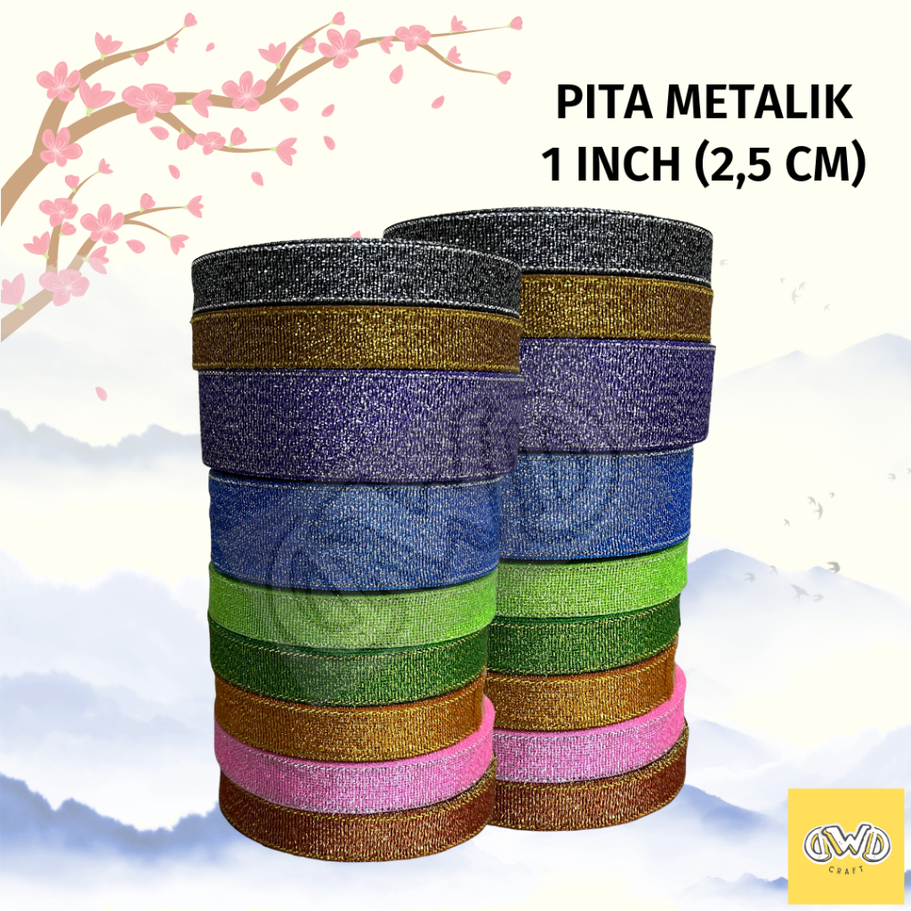 

Pita Metalik Warna Warni 1 inch (2,5 cm) / Pita Glitter