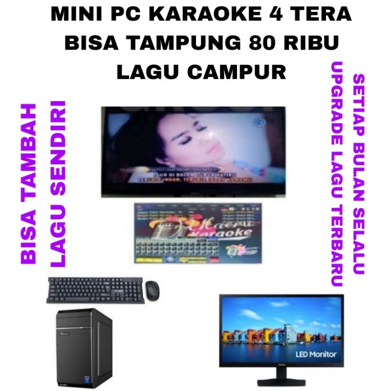 GROSIR MINI PC KARAOKE 4 TERA/4TB 80 RIBU LAGU TERBARU PLUS MONITOR 19 INCH