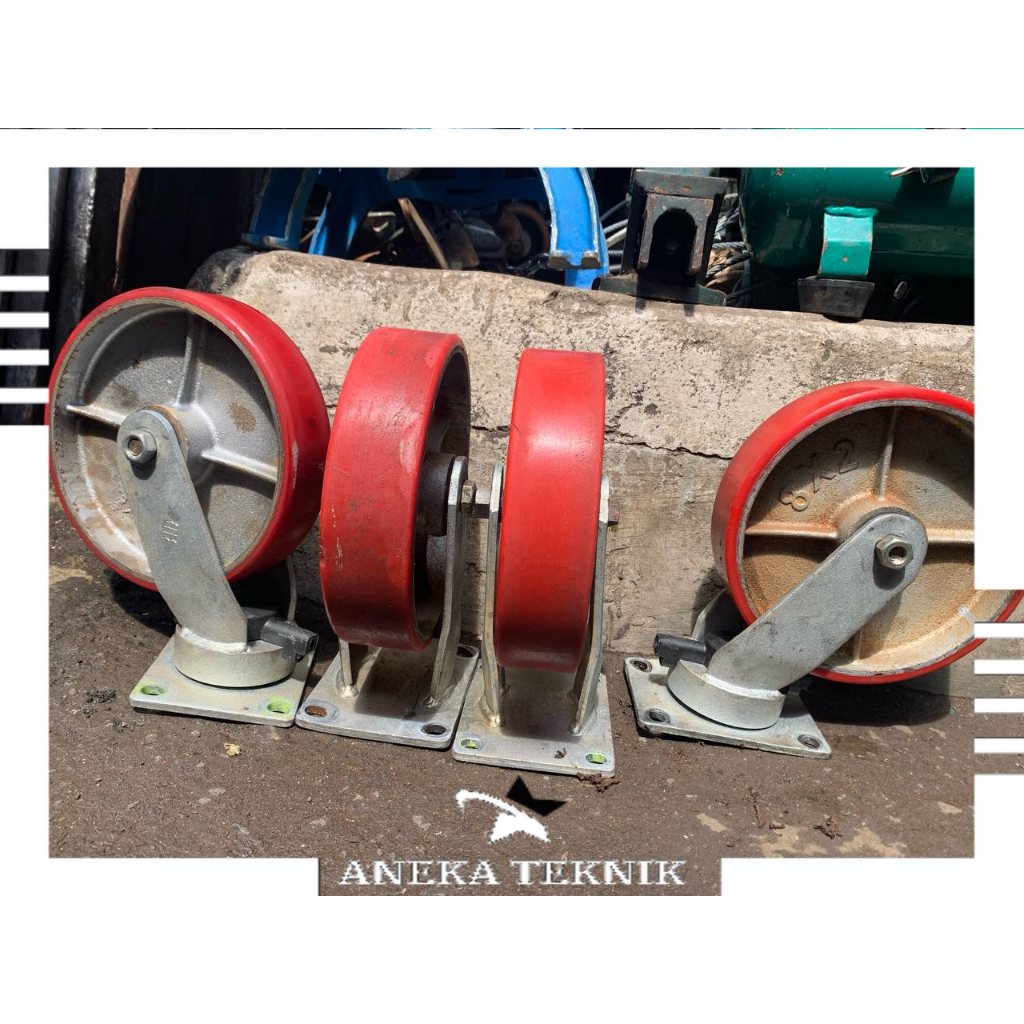 Roda troli 8 inch 1 set / Roda trolley PU 8 inch / roda 8 x 2 HD / Roda heavy duty