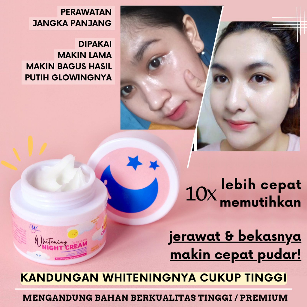 Krim Malam Glowing Susah Putih - Krim Malam Pemutih - Krim Malam Jerawat - Night Cream by WAZATARU