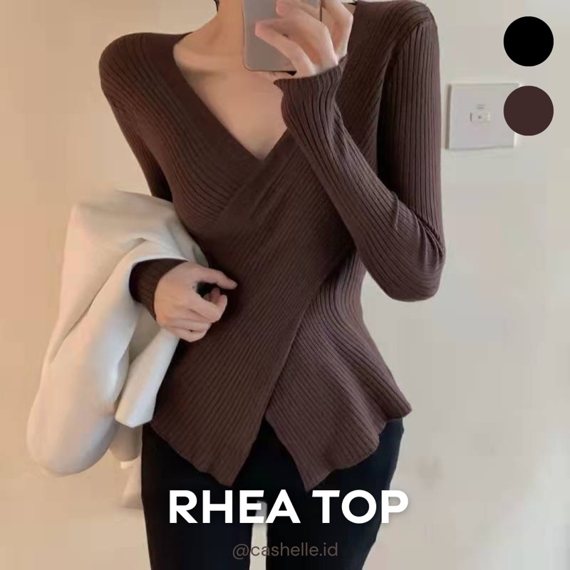 RHEA TOP - vneck wrap knit rajut top
