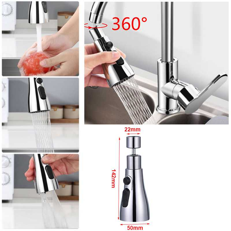 Aerator Keran Air dapur Adjustable Triple Mode Sprayer 360 Degree - K36