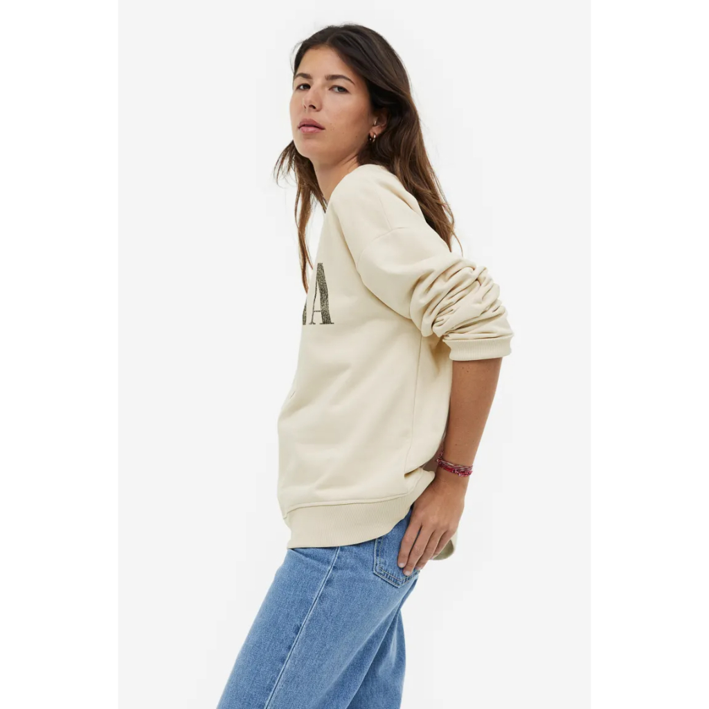 Crewneck H&amp;M NIRVANA IN UTERO Soft Cream Sweater Wanita HnM