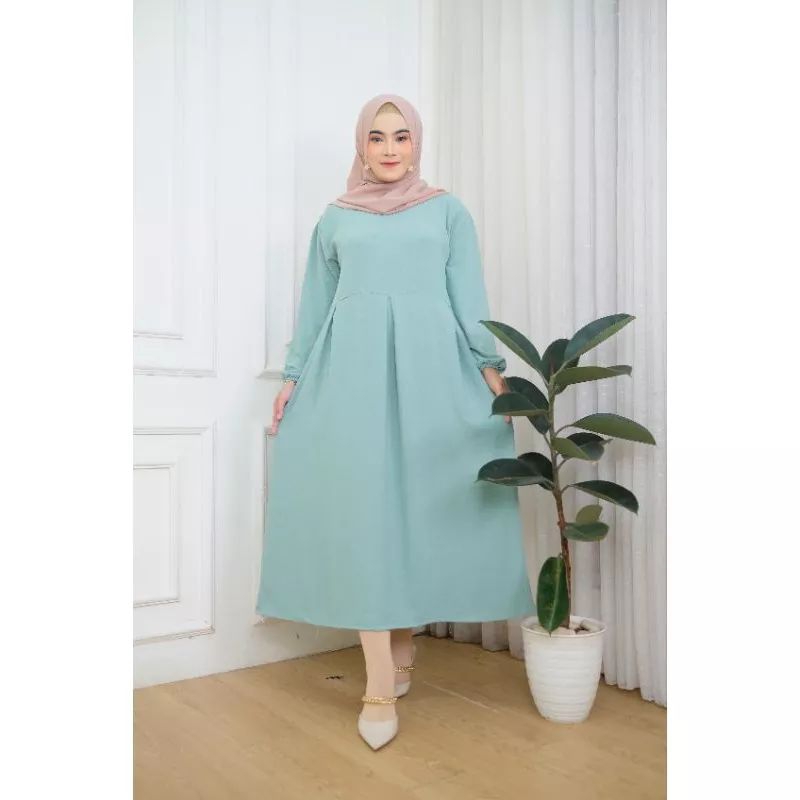 MIDIDRESS CRINKLE AIRFLOW TERBARU WANITA//BUSANA WANITA MUSLIMAH